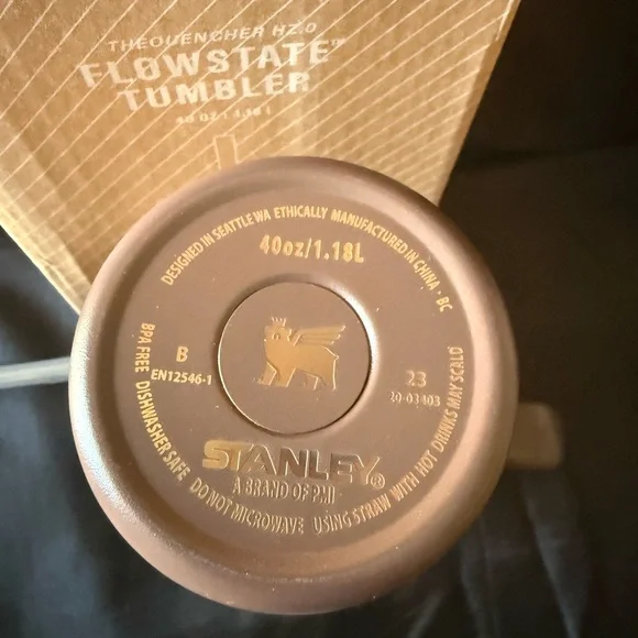 New Stanley 40oz Laser LEngravedV Brown and Gold Checkered Tumbler - Picture 8 of 8
